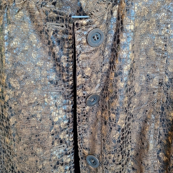 Alfred Dunner Jacket Sz10 Faux Leather Fabric Gold/Brown Long Sleeve Pockets - Picture 7 of 7